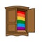 Coming out Wardrobe LGBT symbol. Open closet door. Get out of wa