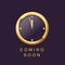 Coming soon design template clock elegant gold color