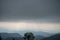 A coming storm above the city of Rieti seen from the mountain Terminillo, Italy