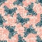 Comma butterfly vector seamless pattern background. Pink blue backdrop with flying butterflies and texture. Open