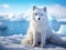 Commanders blue arctic fox sitting on the shore of a frozen sea  Made With Generative AI illustration