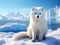 Commanders blue arctic fox sitting on the shore of a frozen sea  Made With Generative AI illustration