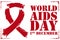 Commemorative Stencil with Red Ribbon for World AIDS Day, Vector Illustration