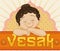 Commemorative Vesak Card with Baby Buddha, Vector Illustration