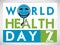 Commemorative World Health Day Card with Stethoscope, Vector Illustration