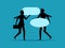 Comment. Businessman holding a speech balloon. Business Concept Silhouette