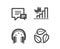 Comment, Growth chart and Headphones icons. Leaves sign. Talk bubbles, Diagram graph, Earphones. Nature leaf. Vector