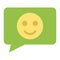 Comment with smile flat icon, feedback and website