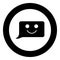 Comment smile message black icon in circle