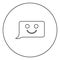 Comment smile message black icon outline in circle image