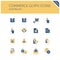 Commerce. Box, diamond, hand, swiping machine, security, money and calendar group. Isolated icon set. Isolated icon set. Glyph