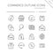 Commerce thin line icon set. Store, tag, wallet, pay, label, money, location and call center. Outline vector illustration