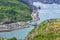 Commerce, trade, ships of all kinds lined up along St John`s Harbour in Newfoundland Canada.