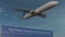 Commercial airplane taking off at Sao Paulo-Guarulhos International Airport Editorial 3D rendering