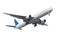 Commercial airplane on white background with clipping path