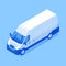 Commercial automobile bus cargo transportation isometric vector illustration