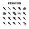 Commercial Fishing Aquaculture Icons Set Vector