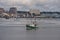 Commercial fishing boat Little Gull with New Bedford waterfront in background