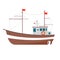 Commercial fishing boat side view . Sea or ocean transportation, marine ship for industrial seafood production