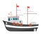 Commercial fishing boat side view . Sea or ocean transportation, marine ship for industrial seafood production