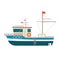 Commercial fishing boat side view . Sea or ocean transportation, marine ship for industrial seafood production