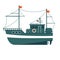 Commercial fishing boat side view . Sea or ocean transportation, marine ship for industrial seafood production