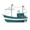 Commercial fishing boat side view . Sea or ocean transportation, marine ship for industrial seafood production