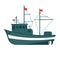 Commercial fishing boat side view . Sea or ocean transportation, marine ship for industrial seafood production