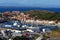 Commercial and fishing harbor in Mediterranean sea