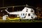 Commercial helicopter at airport and airfield. Rotorcraft. General aviation industry. Civil utility transportation. Air transport