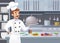 Commercial Kitchen with Cartoon Characters Chef