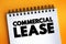 Commercial Lease text on notepad, concept background