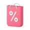 Commercial marketing pink paper shopping bag business retail store sale discount 3d icon vector