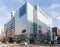 Commercial modern building with cars moving on the road in Sapporo in Hokkaido, Japan