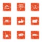 Commercial negotiation icons set, grunge style