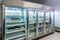 a commercial refrigeration unit, with shelves for storing food and beverages