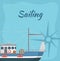 Commercial sailing poster with sea ship