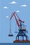 Commercial seaport banner with port crane