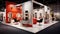 A commercial stand in an exhibition hall or a large professional salon ready to receive brands and advertisements