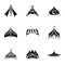 Commercial tent icon set, simple style