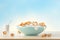 Commercial view of breakfast cereal loops with milk