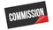 COMMISSION text on black red sticker stamp