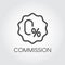 Commission zero percent icon. Badge on financial, banking or commercial theme Interest-free rate or credit concept label
