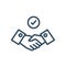 Commitment or handshake with tick icon for web, mobile and infographics. Vector dark grey icon isolated on light white background