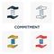 Commitment icon set. Four elements in diferent styles from business management icons collection. Creative commitment icons filled