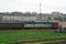 Commodity Railway Station. View of a Freight wagons and train.