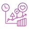 Commodity turnover flat icon. Business graph violet icons in trendy flat style. Trade schedule gradient style design