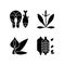 Common allergens black glyph icons set on white space