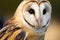 Common barn owl tyto albahead close up, creative digital illustration