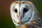 Common barn owl tyto albahead close up, digital illustration painting